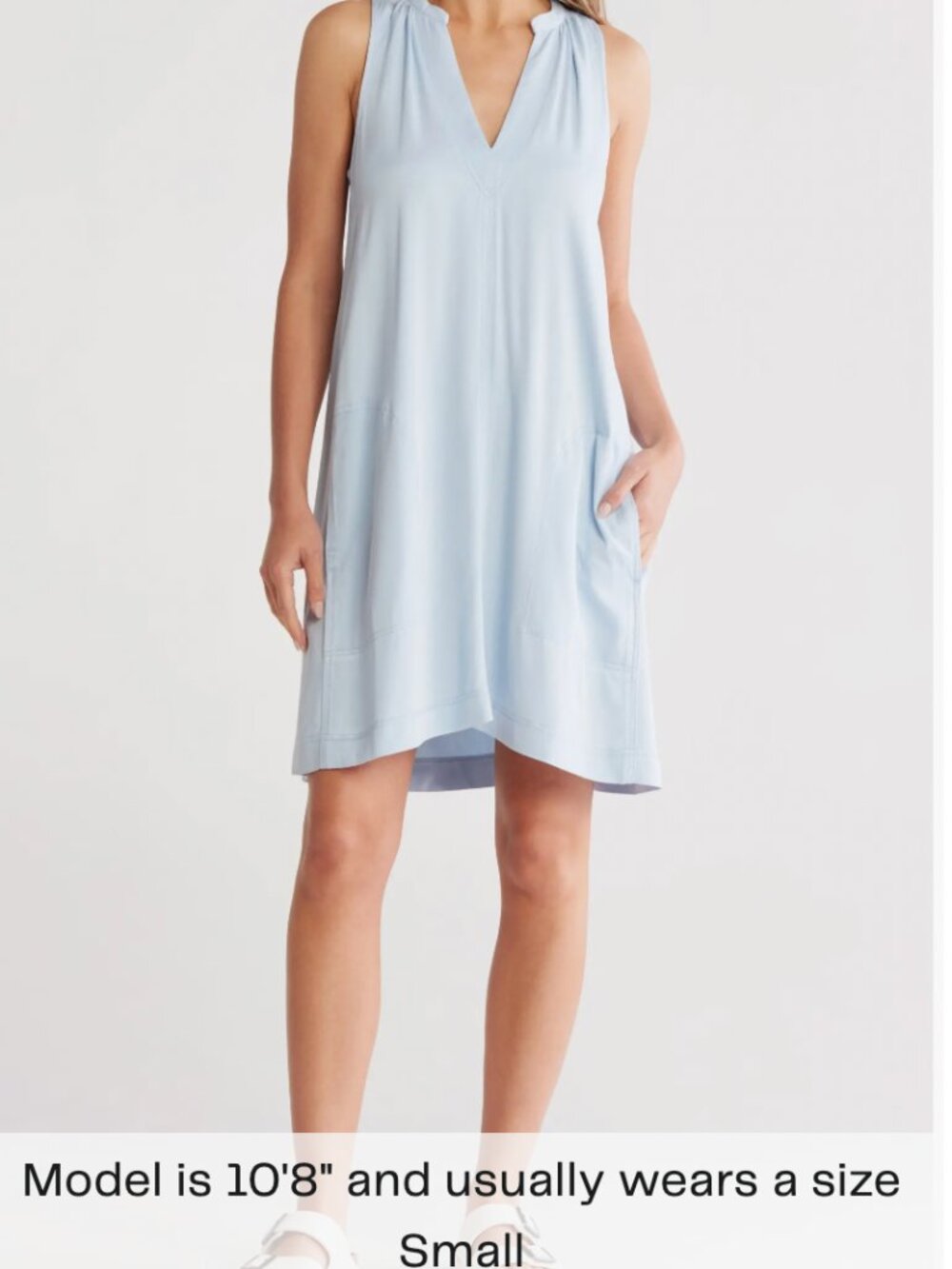 Splendid Gina Shift Sleeveless Relaxed Dress with Pockets- Light Blue- S